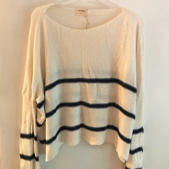 Blue & White Stripped Lightweight Sweater - Picture 2 of 2